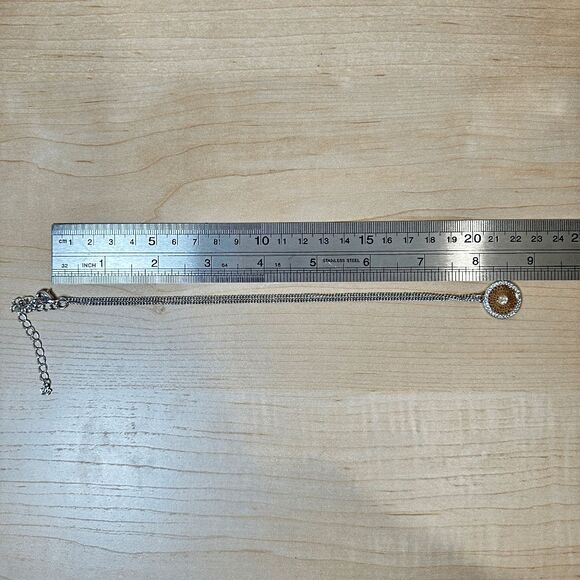 PREMIER DESIGNS Rose Gold Copper and Silver Rhinestone Disk Pendant with Necklac - Picture 5 of 5